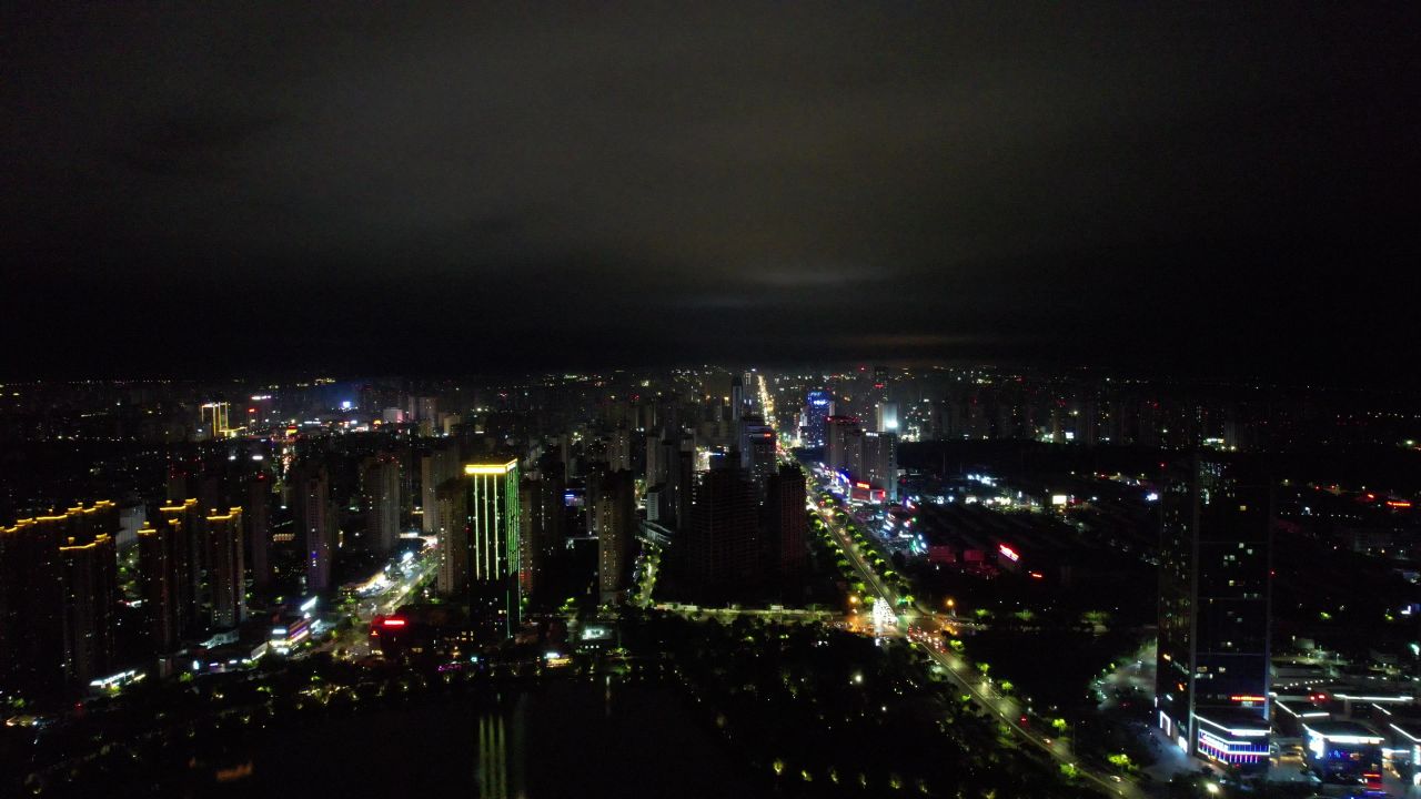 安徽蚌埠城市夜景灯光航拍  