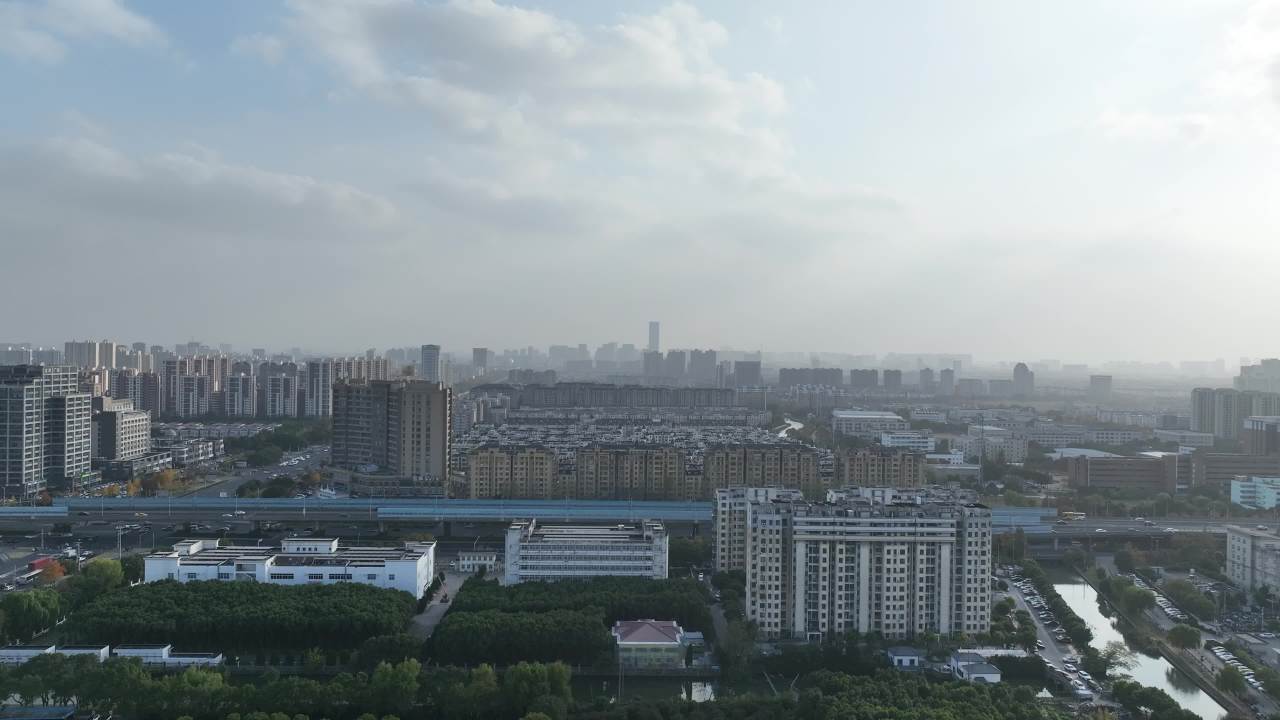 4K航拍昆山城市建筑风光大景