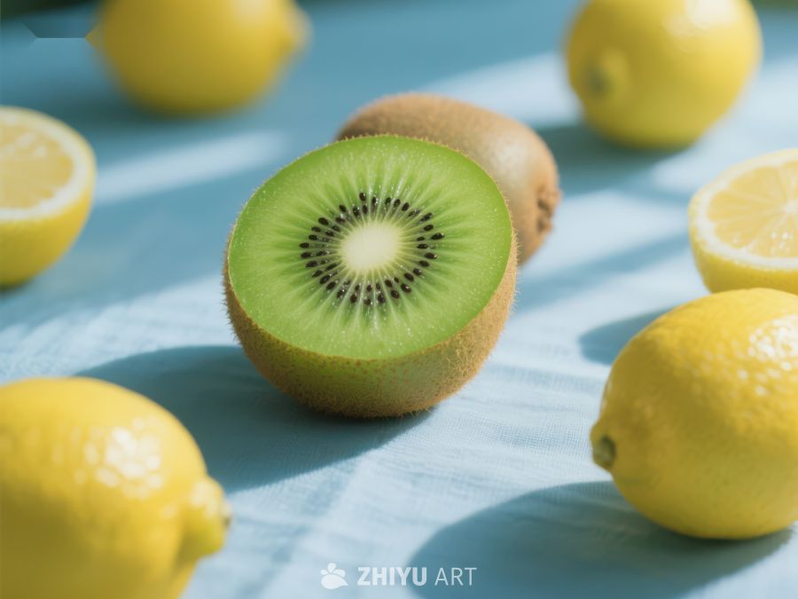 切开的猕猴桃与柠檬 385