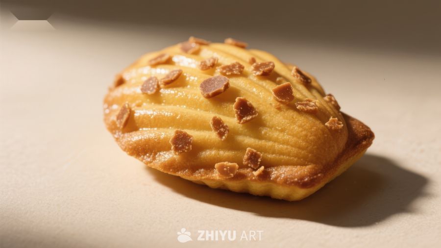 金黄色马德琳蛋糕特写