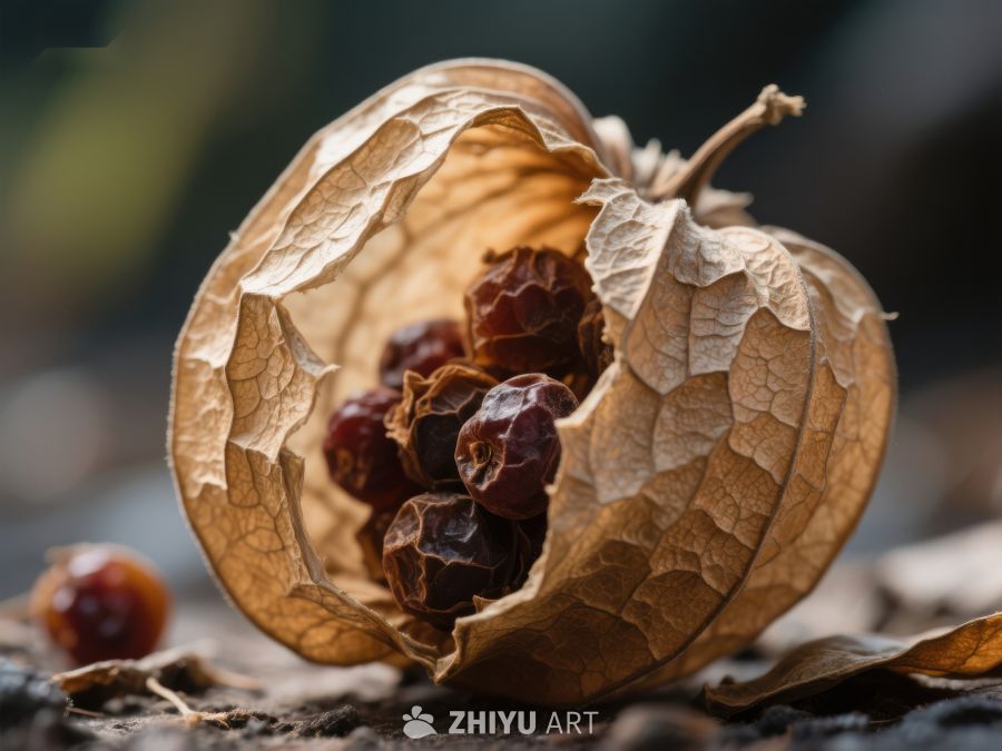 干枯果荚中的深色果实 202