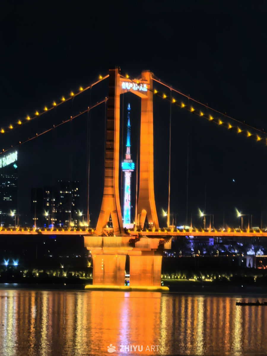 武汉鹦鹉洲长江大桥与龟山电视塔合体