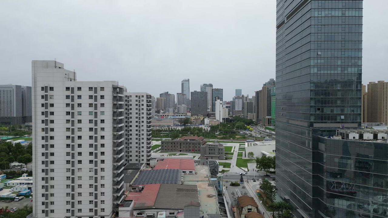 航拍石家庄商圈高楼建筑