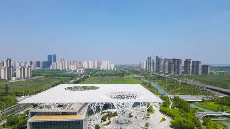 航拍湖北襄阳市文化艺术中心