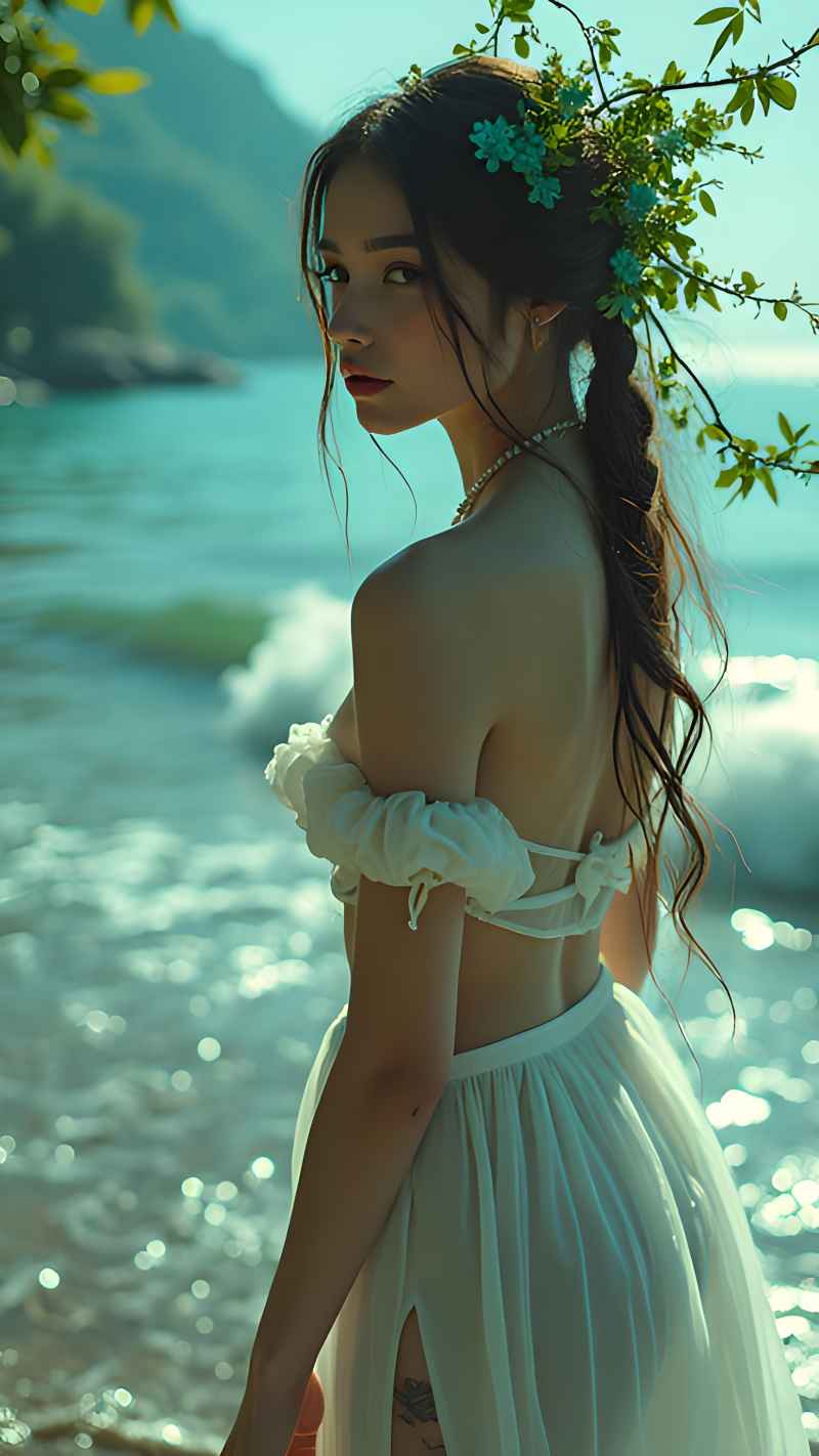 森林系白色连衣裙美女拍色 41