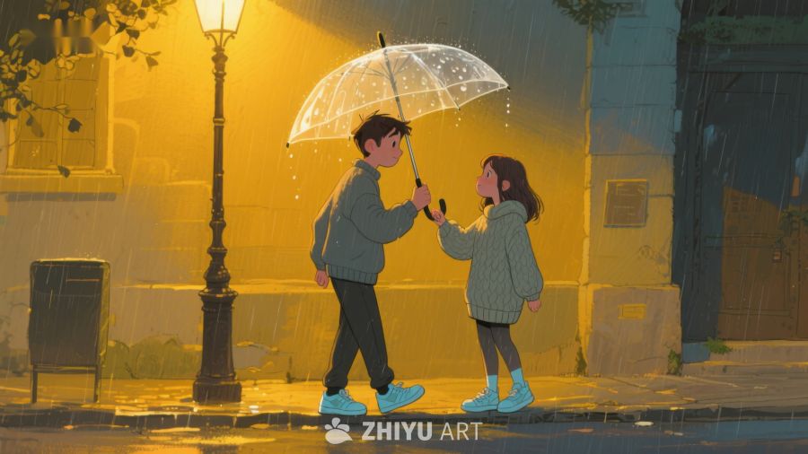 雨夜共伞，温馨同行 616
