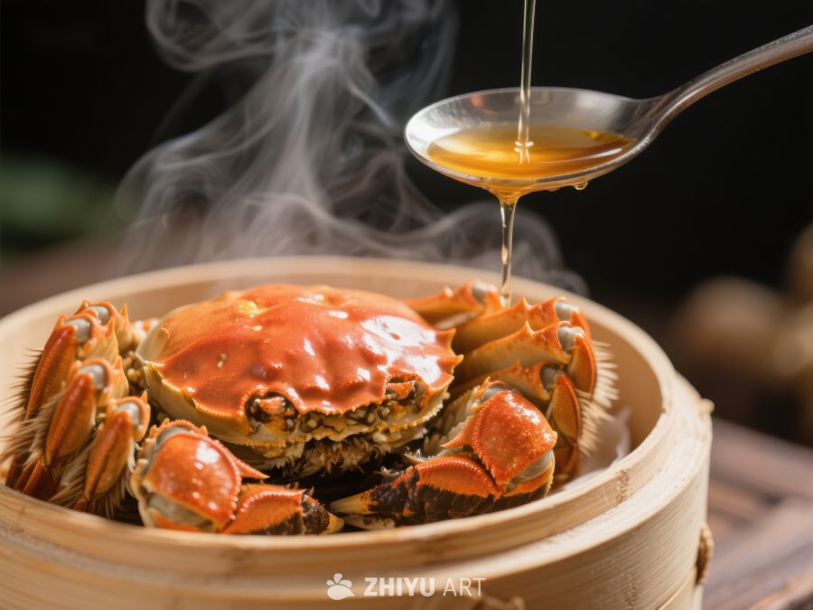 蒸蟹淋油，热气腾腾 1381