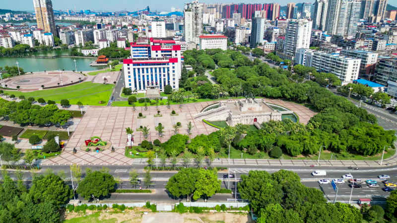 湖北鄂州城市风光航拍摄影图