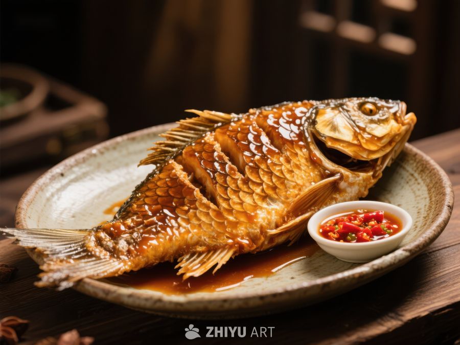 糖醋鱼美食，色泽金黄诱人 964