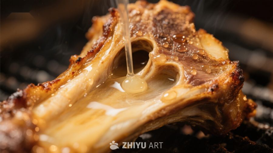 烤羊排滴油特写