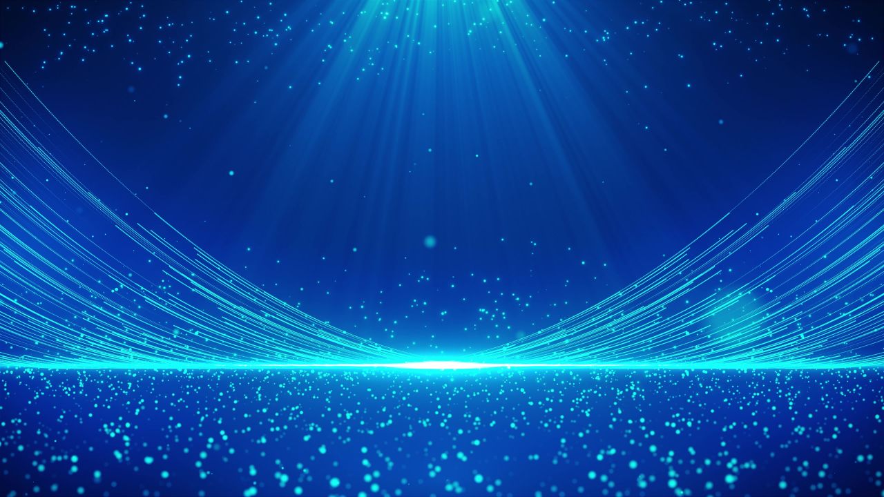 4k蓝色粒子光线科技背景