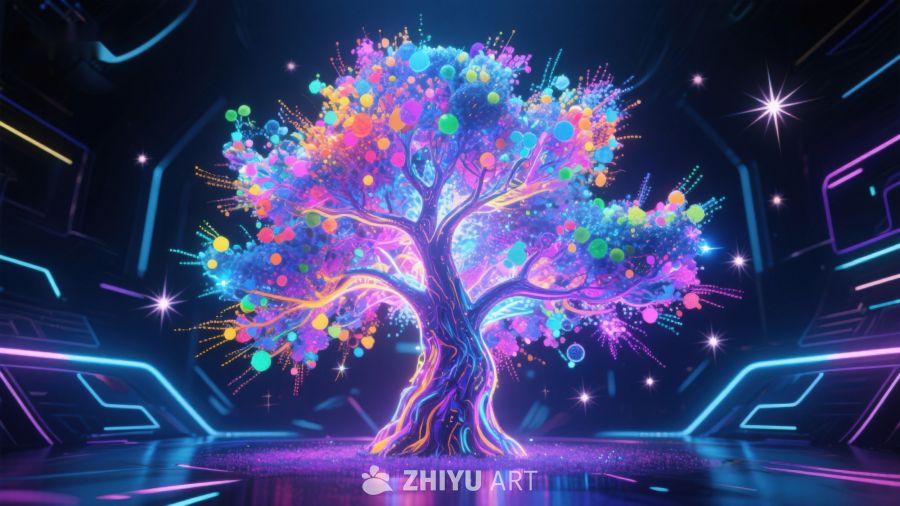 霓虹色彩的未来生命树 422