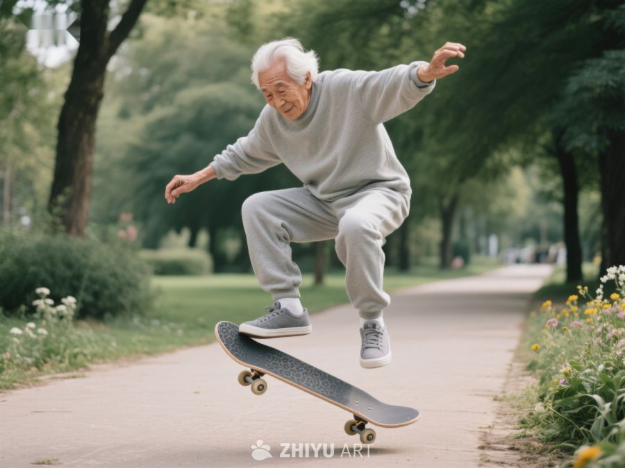 老人公园滑板跳跃 387