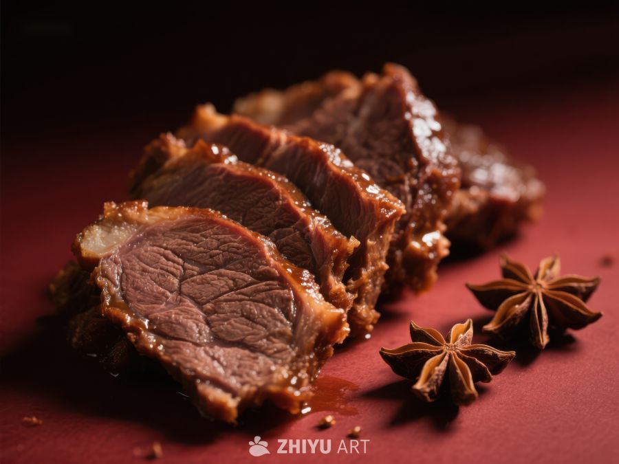 香煎牛肉片配八角装饰 1542