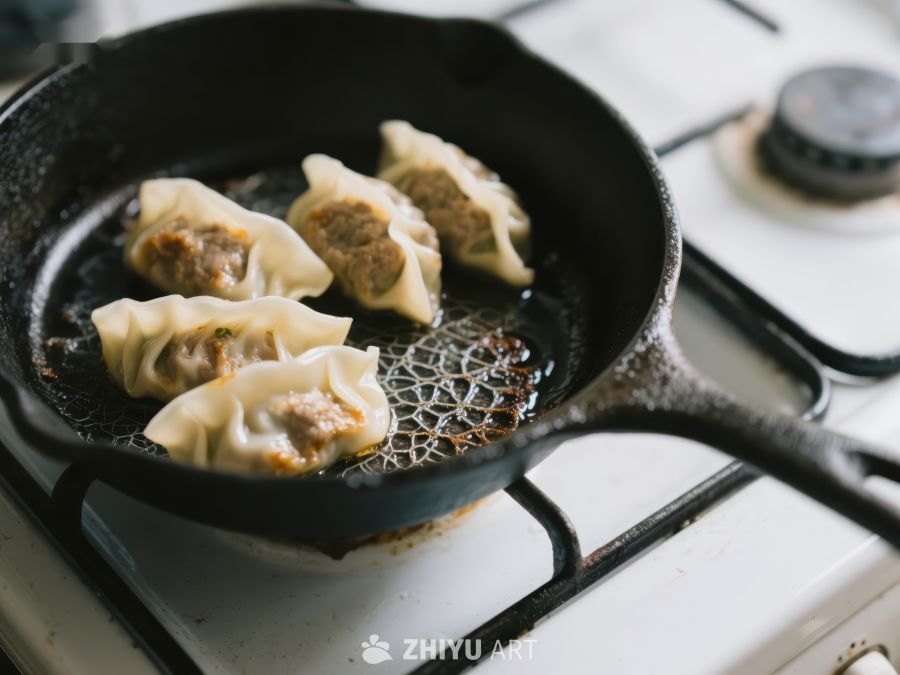 煎锅中的饺子 394