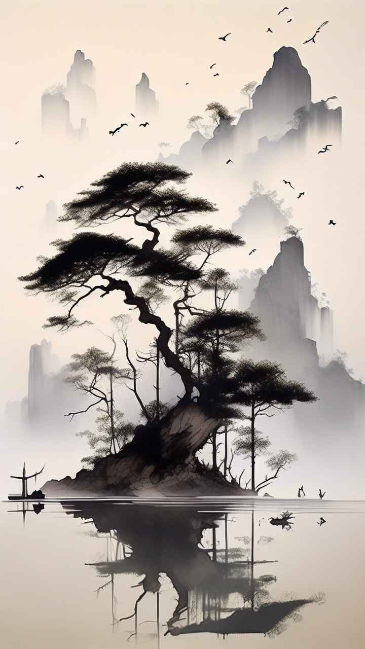 古风山水画唯美背景图 3