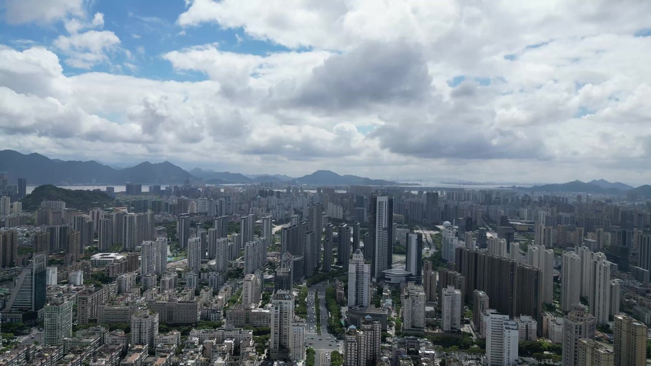 航拍浙江温州城市天际线温州大景温州鹿城区 