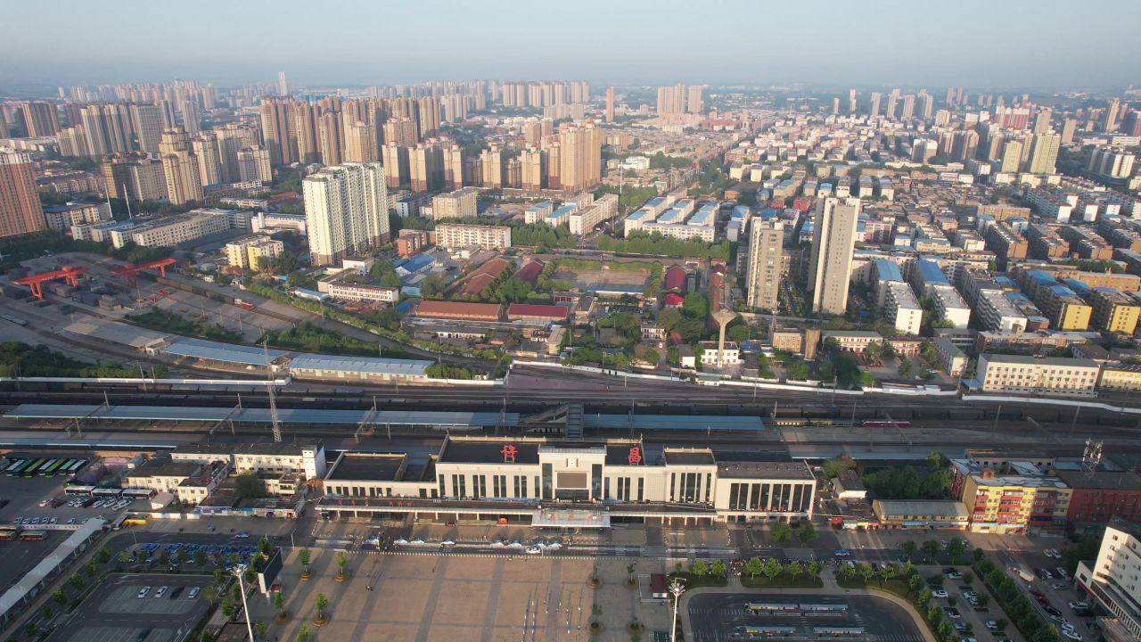 河南许昌城市风光地标建筑航拍 