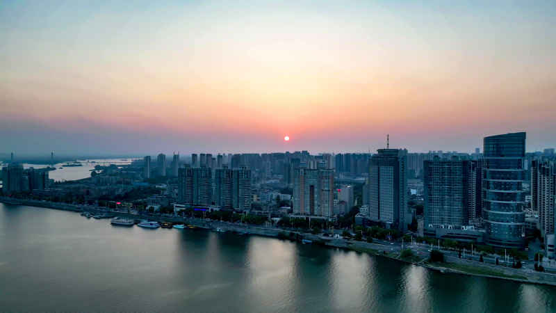湖北襄阳城市风光航拍摄影图