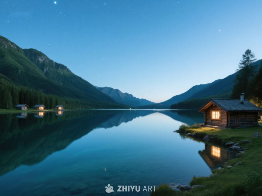 湖畔木屋夜景 32
