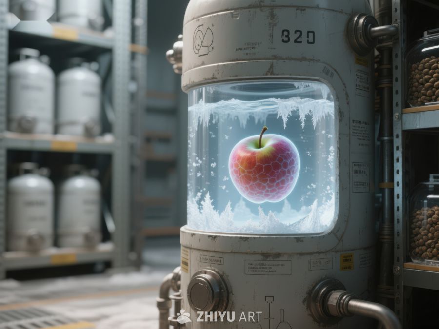 冷冻苹果在实验室罐中 268