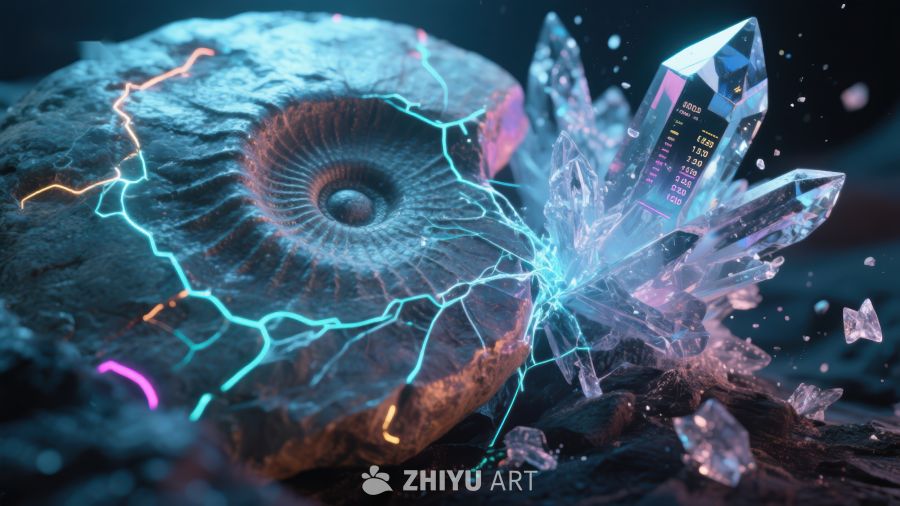 神秘化石与发光晶体的科幻碰撞 472