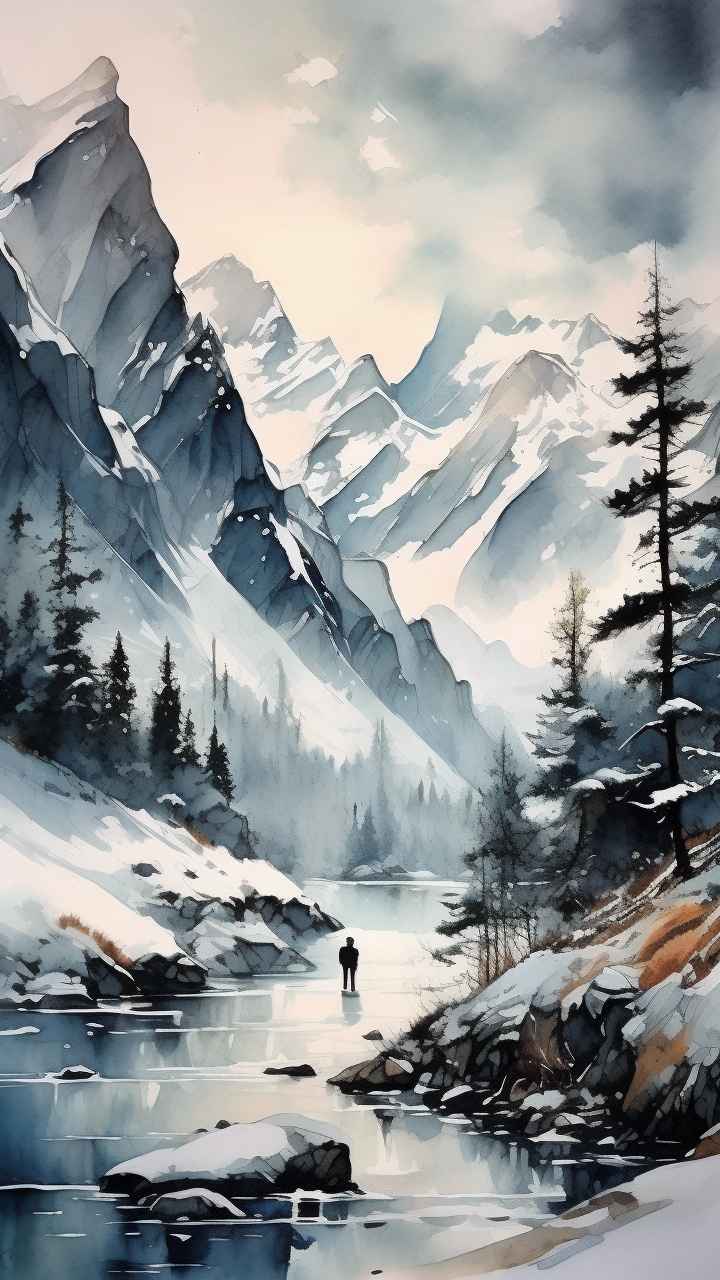 雪山高原冰川插画 55