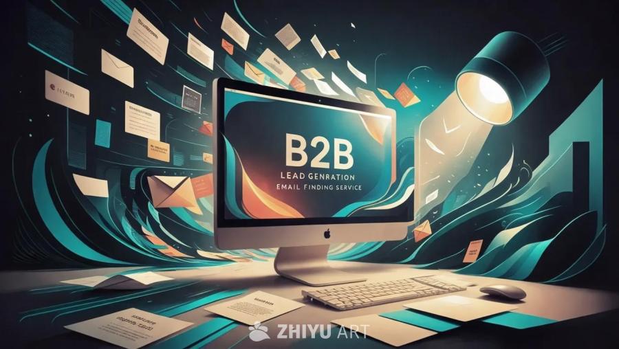 画面中有一个电脑显示器，屏幕上显示着“B2B LE
