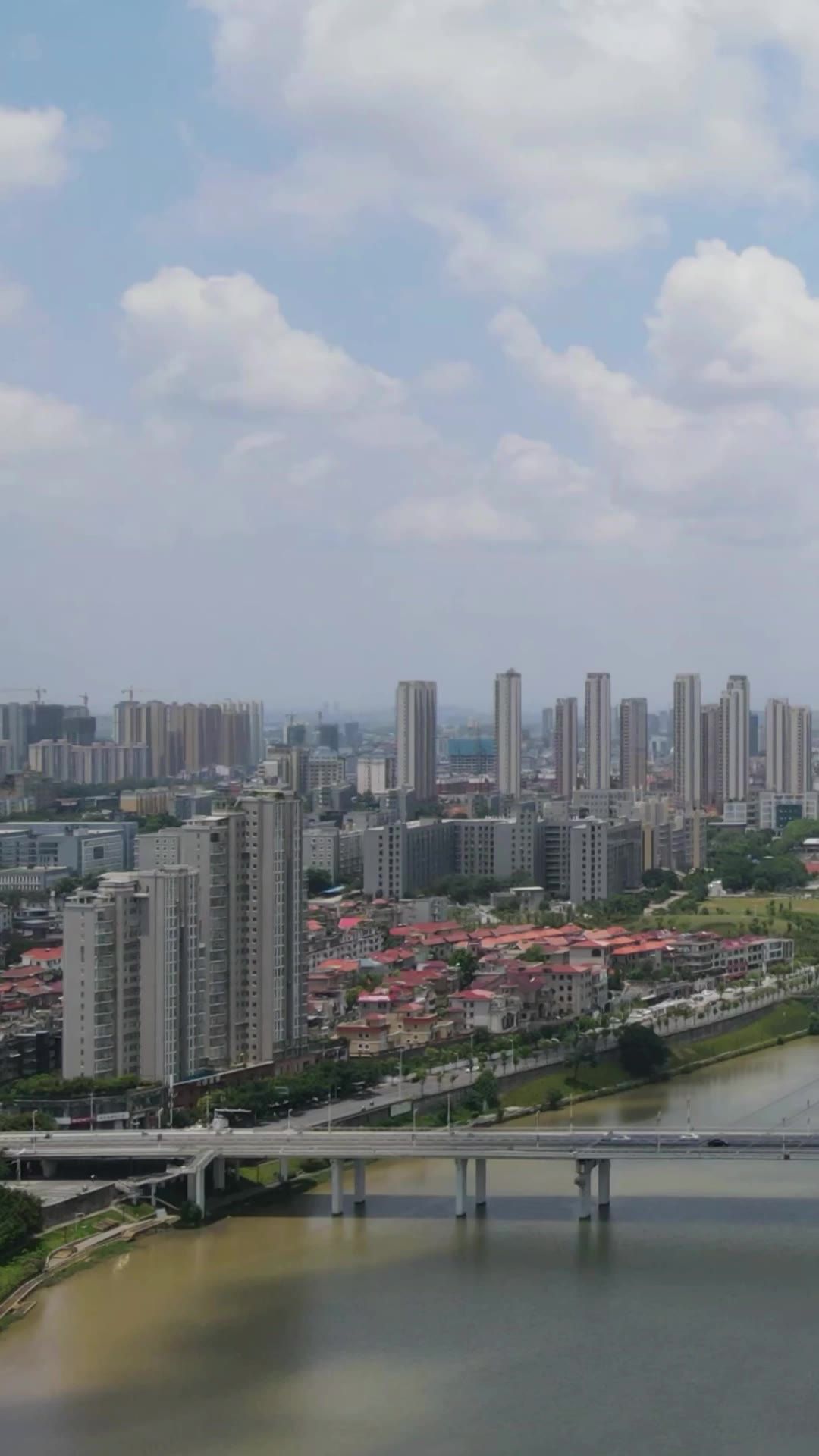 城市延时江西赣州城市风光竖屏航