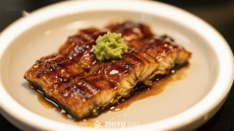 烤鳗鱼配芥末，美味日式料理