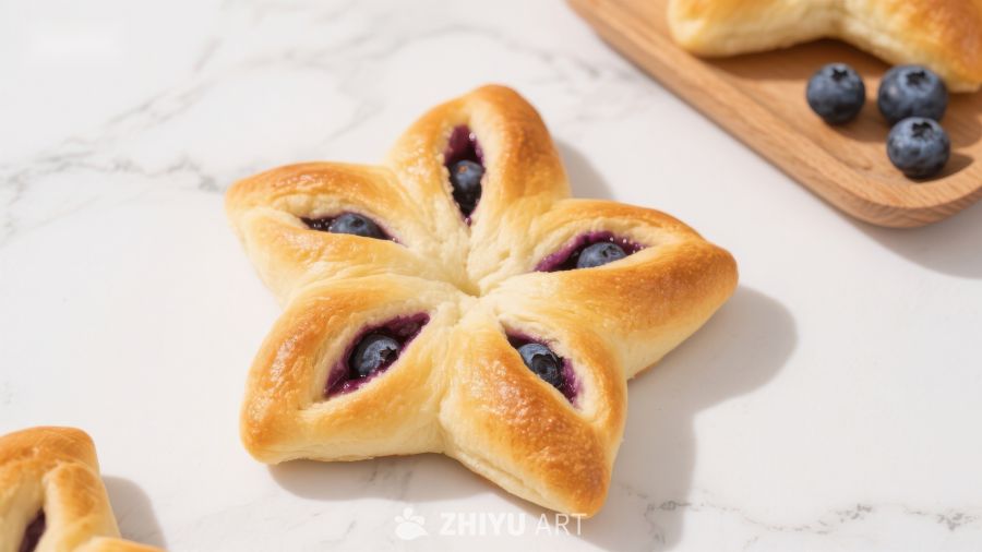 蓝莓馅饼星形面包
