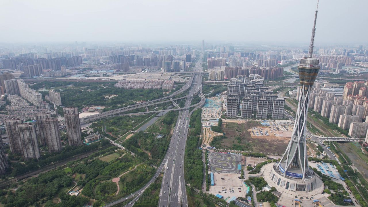 河南郑州城市风光地标建筑航拍 