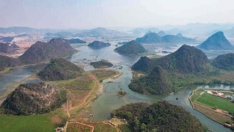 航拍云南普者黑5A景区风景