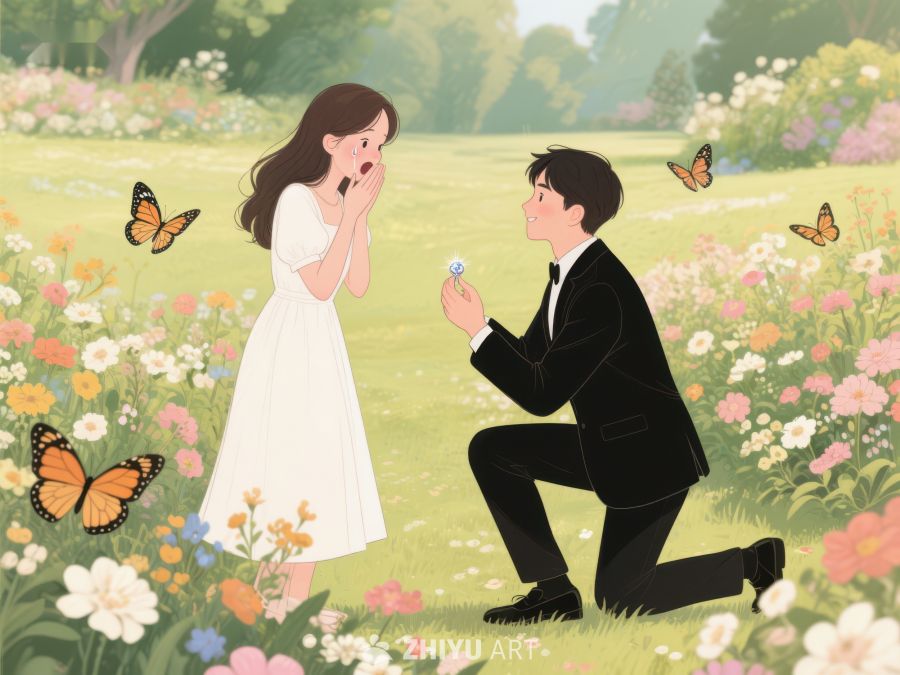 花园中求婚的浪漫瞬间 353