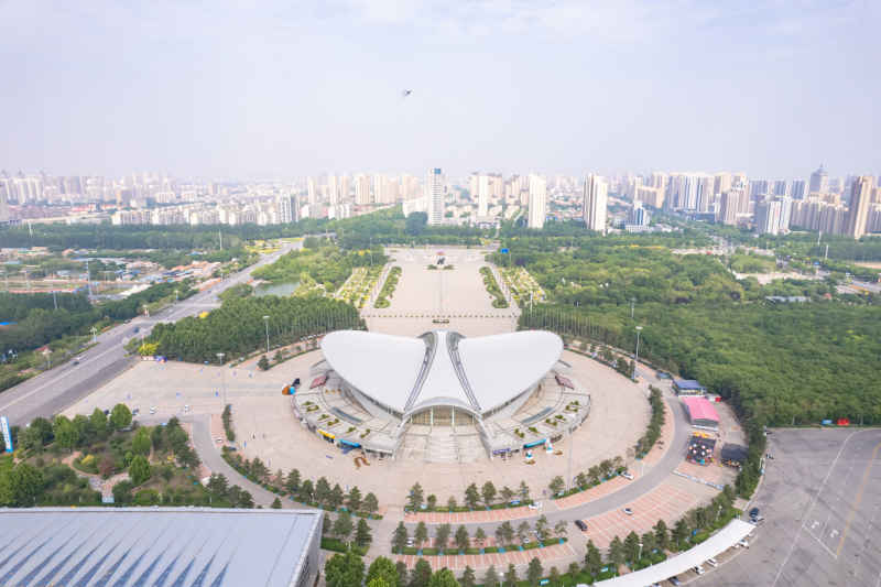 河北沧州城市风光地标建筑航拍图 