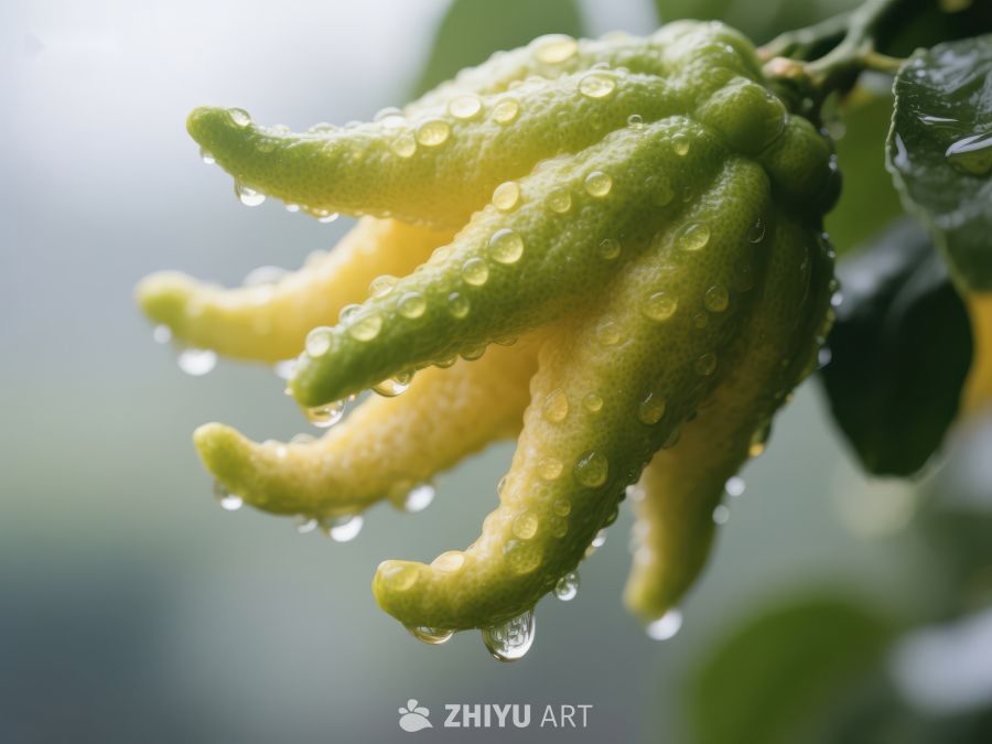 佛手柑上的水珠特写 177