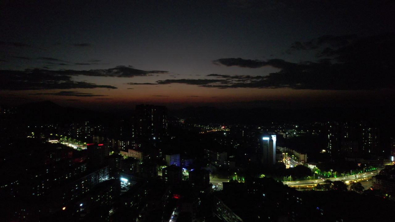 湖南郴州城市夜景灯光航拍