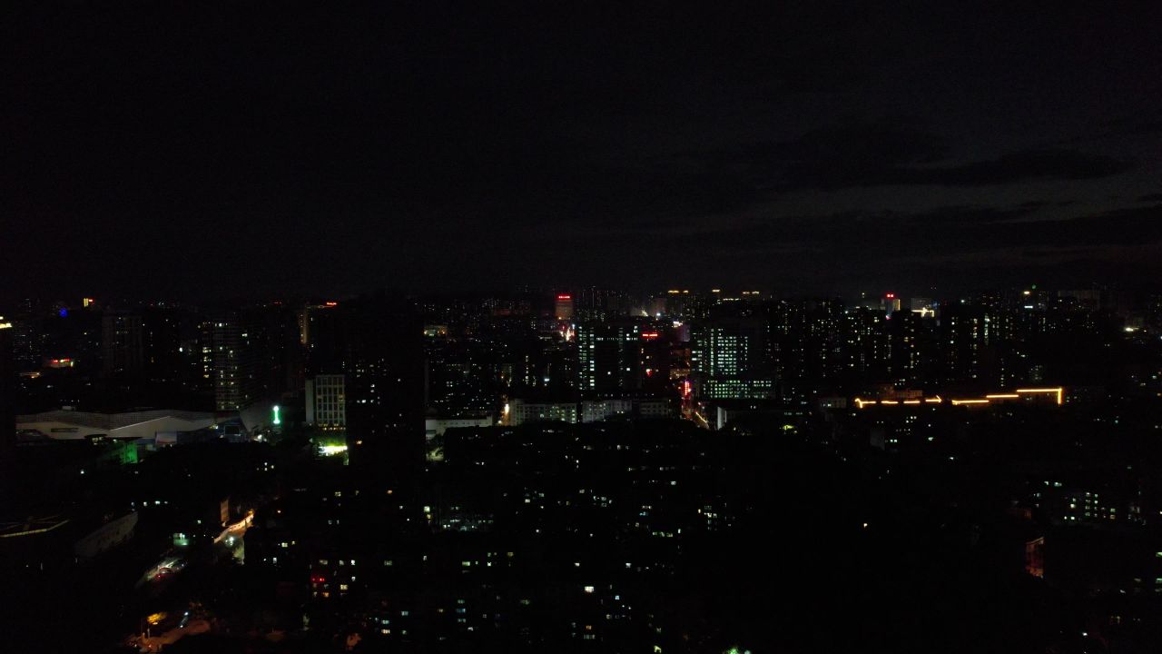 湖南郴州城市夜景灯光航拍