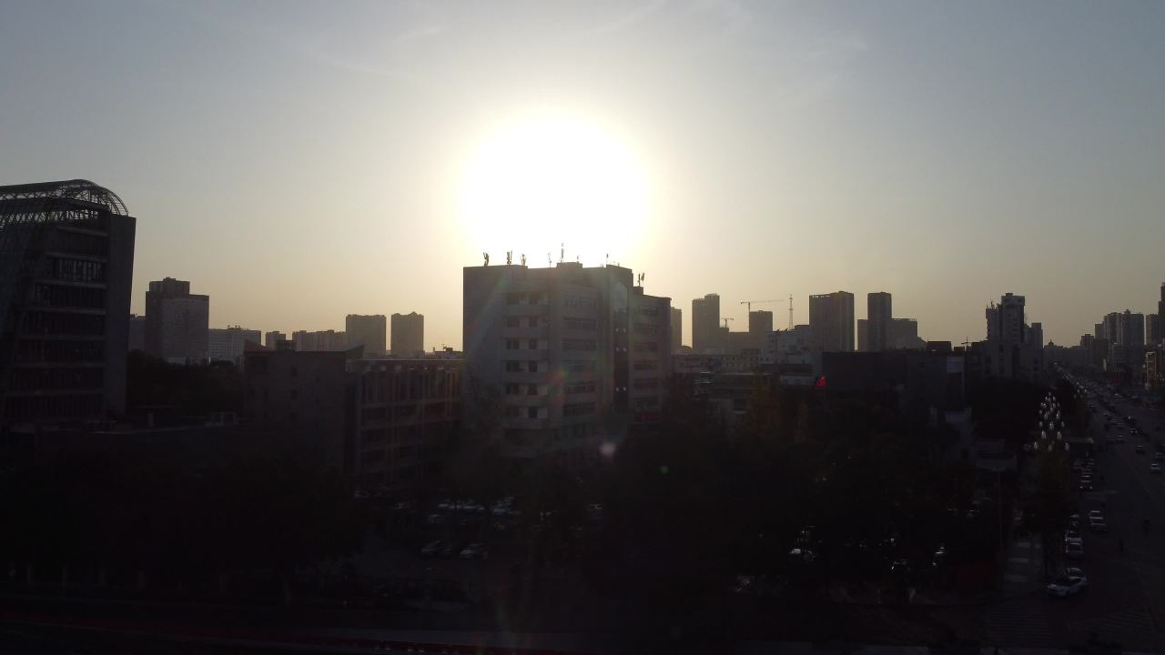 航拍逆光太阳
