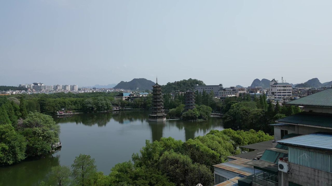 广西桂林山水风光航拍 