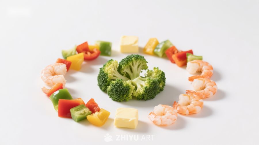 蔬菜虾仁创意摆盘