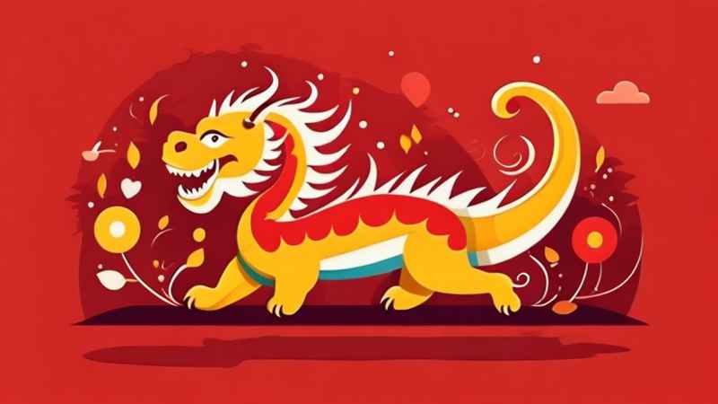 春节舞龙舞狮插画背景 46