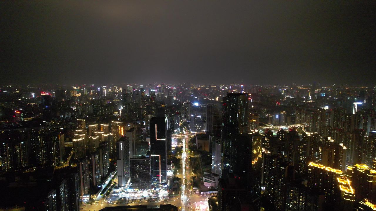 四川成都夜景大景航拍
