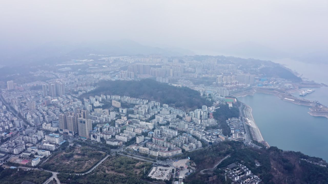 湖北宜昌秭归县城市航拍