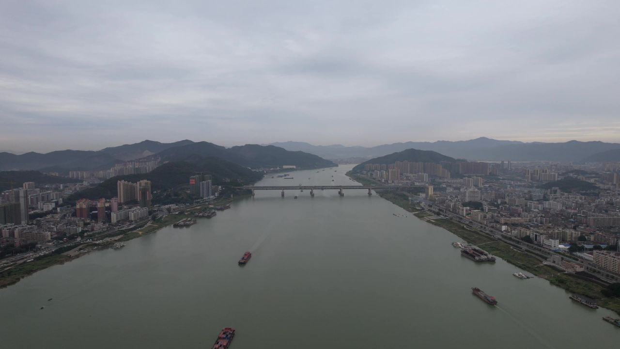 广东肇庆城市风光航拍 