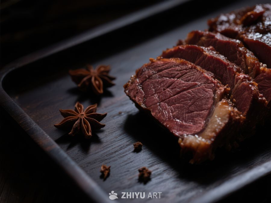 切片牛肉与八角星香料 1163
