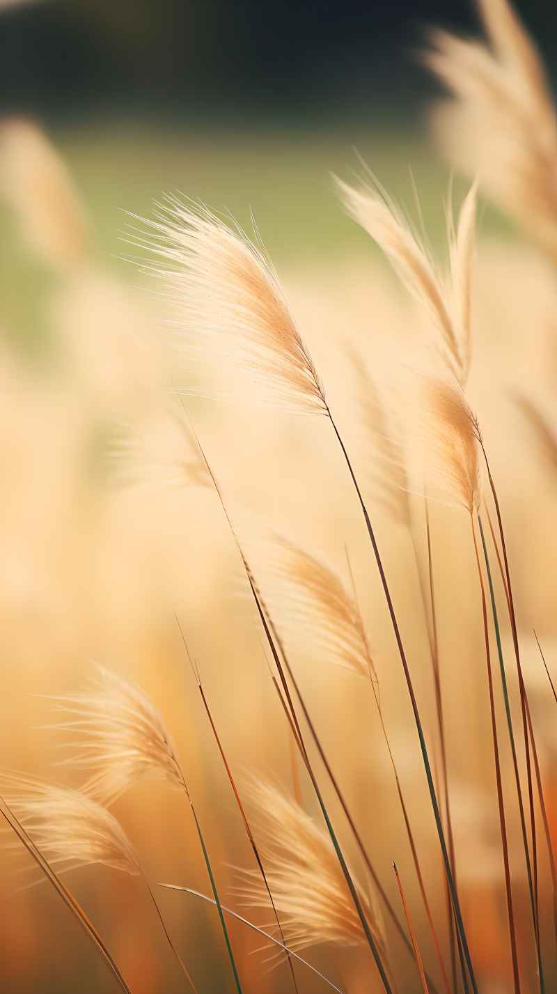 秋季唯美自然景色小草枯黄色