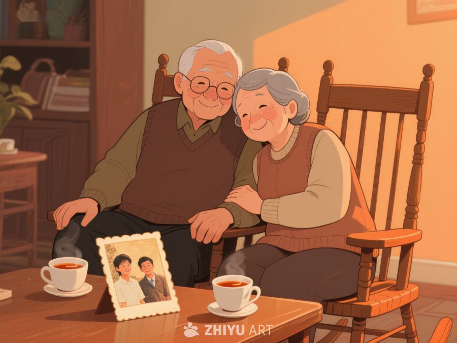 温馨时光：老夫妇共度下午茶 743