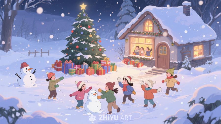 冬日雪景中的欢乐圣诞夜 22