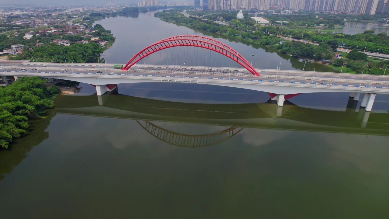 航拍漳州九龙江大桥景